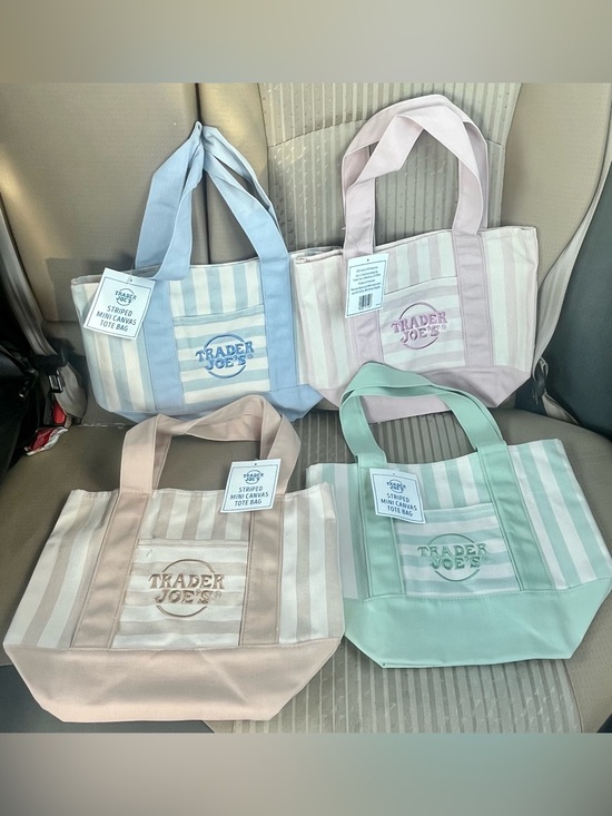 Trader Joe'S Handbags - 🔥 Trader Joe's mini pastel striped canvas tote bags- full set (4)- BNWT rare!